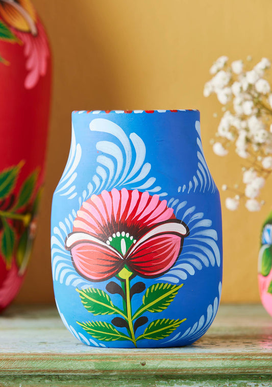 Handpainted Boyam Pot/Vase - Blue