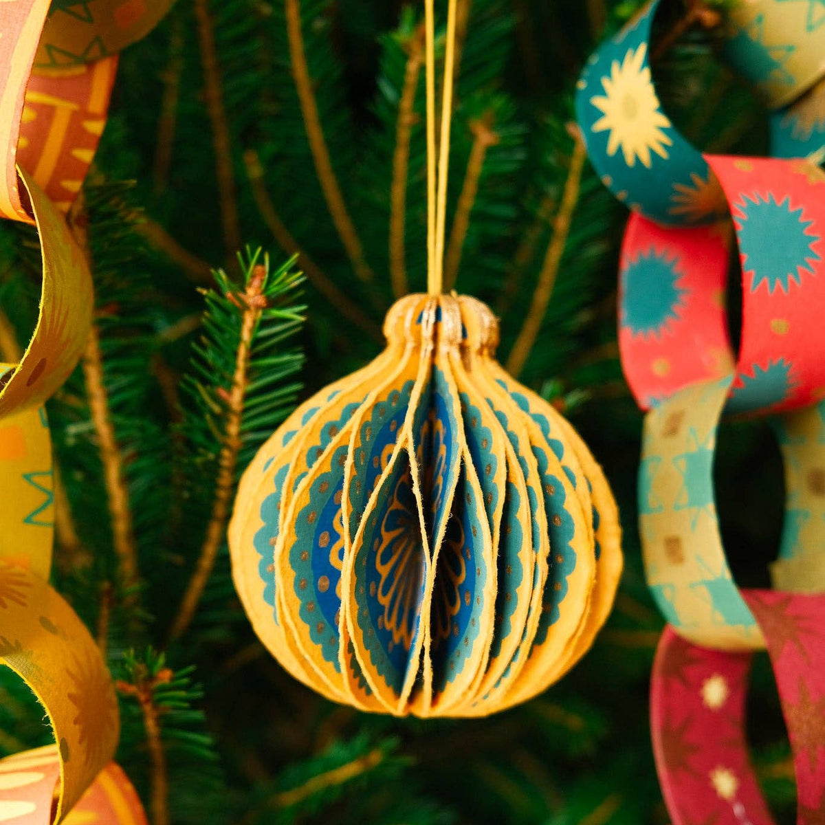 Yellow Christmas Honeycomb Bauble