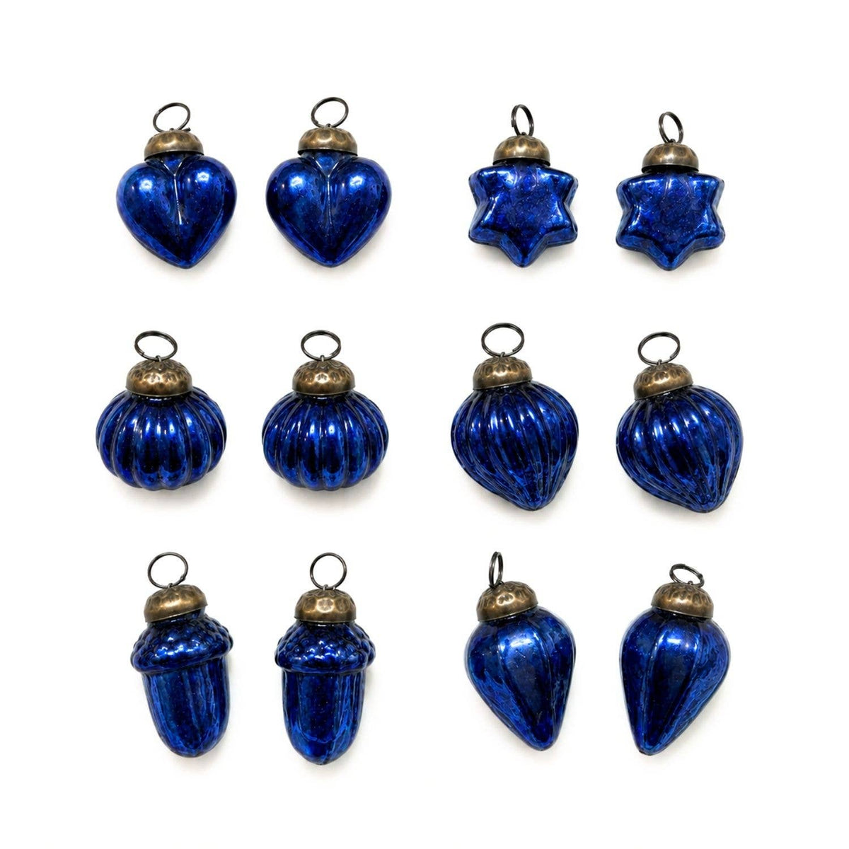 Classic Blue Blown Glass Baubles (Bag of 12)