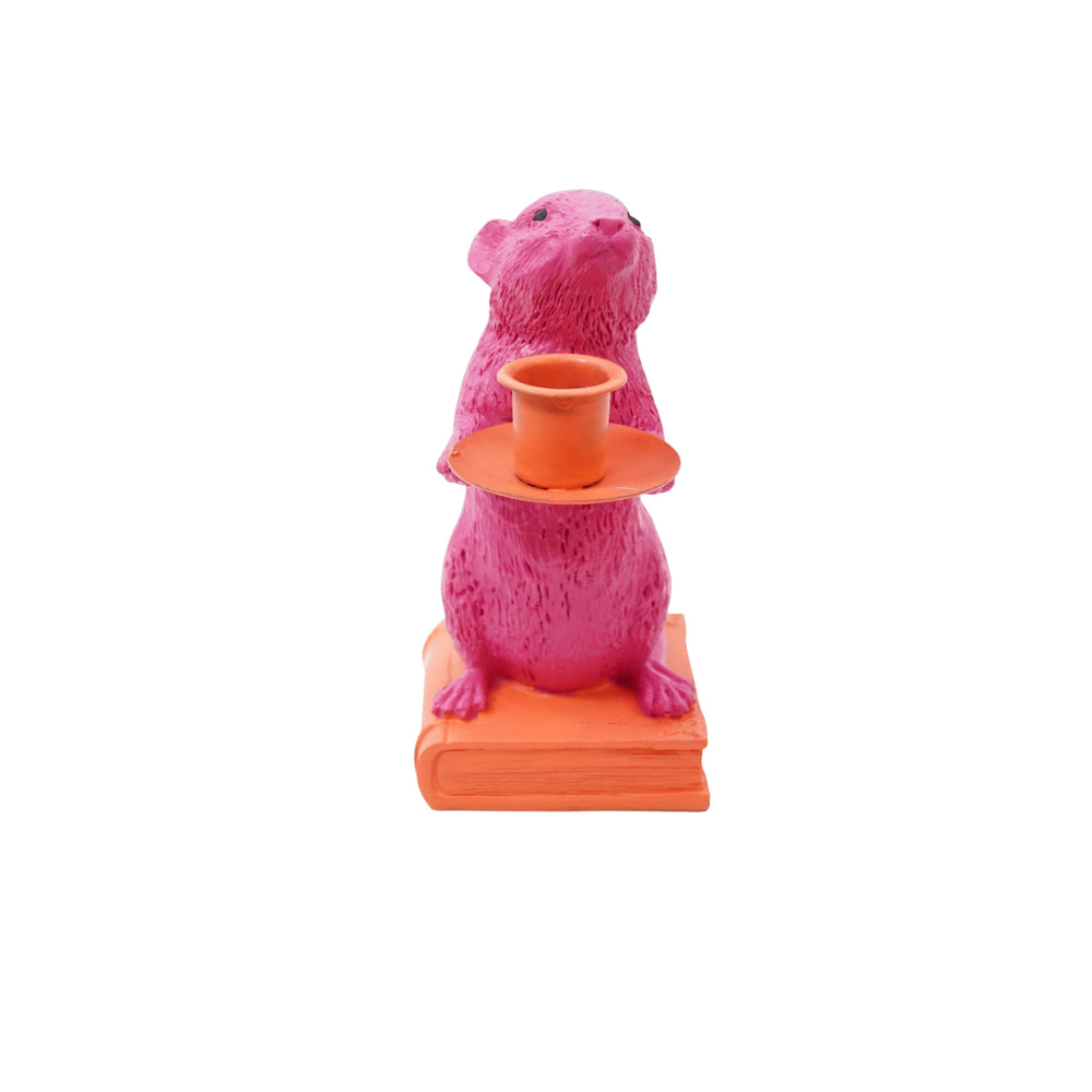 Book Mouse Candle Holder - Popping Pink And Red
