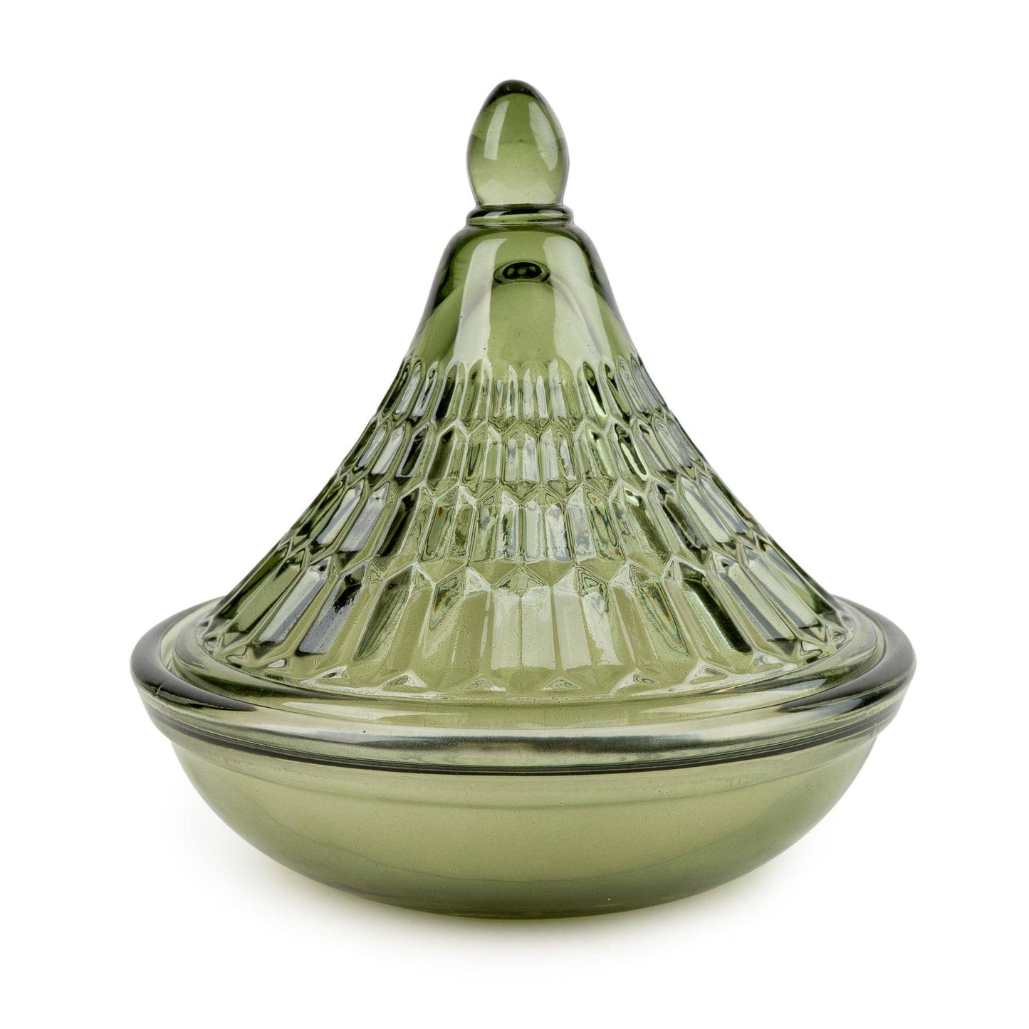 Green Embossed Glass Candle