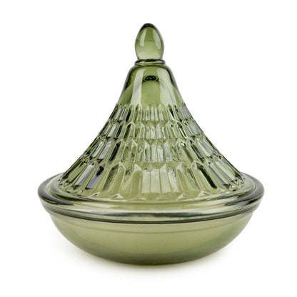 Green Embossed Glass Candle