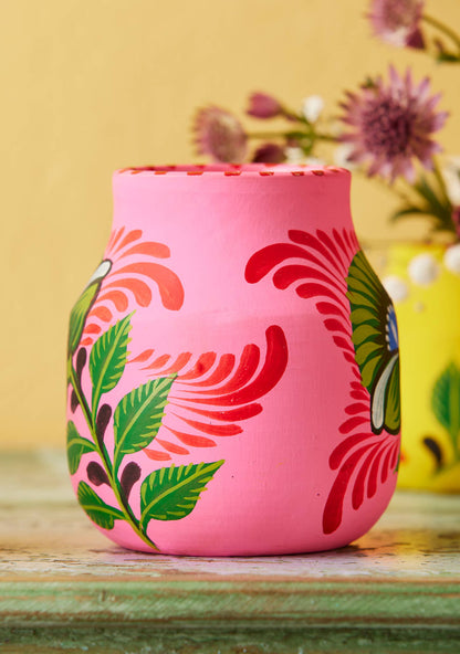 Hand Painted Boyam Pot/Vase - Pink