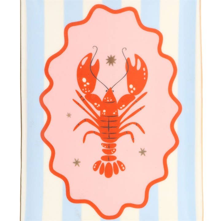 Striped Lobster Coastal Trinket Dish