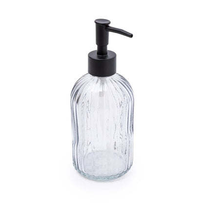 Smoked Ridged Glass Soap Dispenser