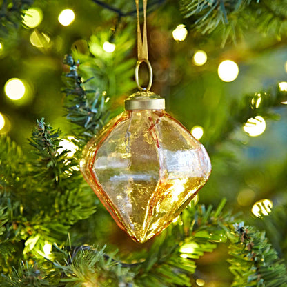 Coloured Glass Diamond Baubles