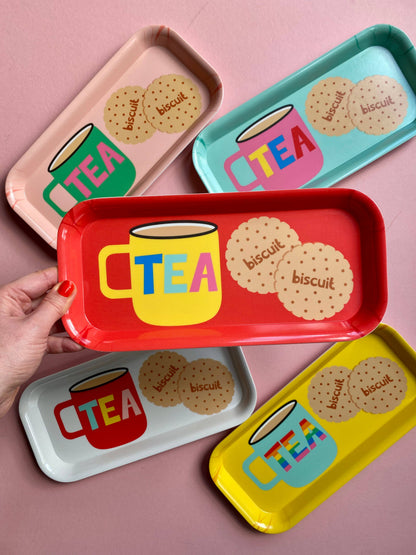 Tea and Biscuits Melamine Tray: Red
