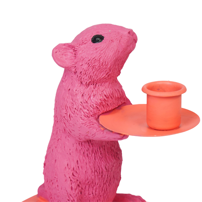 Book Mouse Candle Holder - Popping Pink And Red