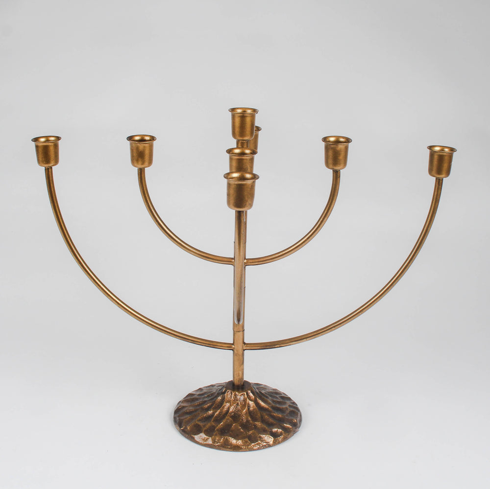Menorah Bronze Effect Candle Holder