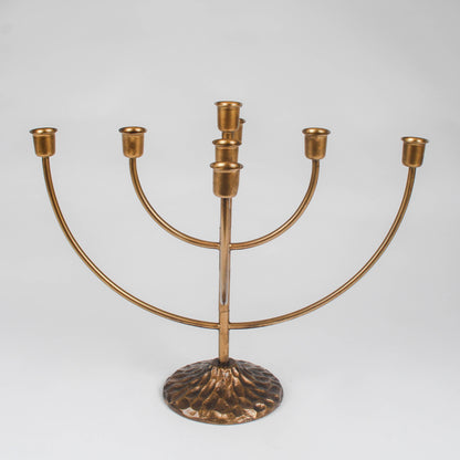 Menorah Bronze Effect Candle Holder