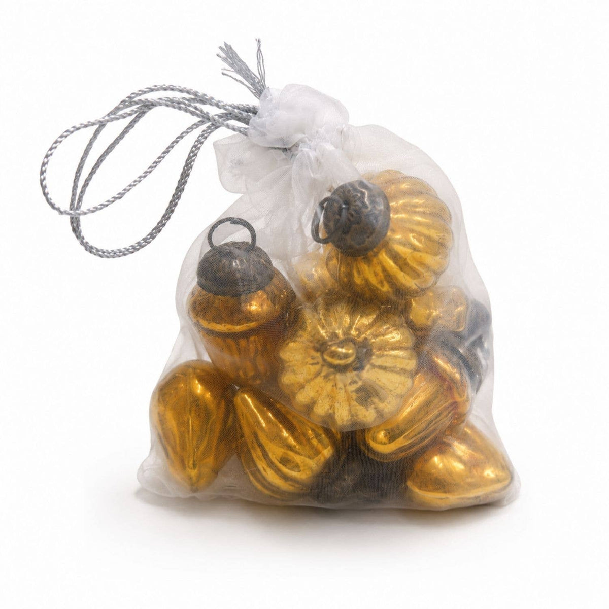 Classic Amber Mouth-Blown Glass Baubles (Bag of 12)