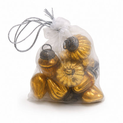 Classic Amber Mouth-Blown Glass Baubles (Bag of 12)