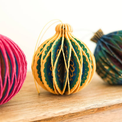 Yellow Christmas Honeycomb Bauble