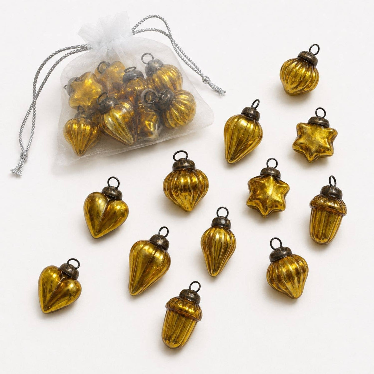 Classic Amber Mouth-Blown Glass Baubles (Bag of 12)