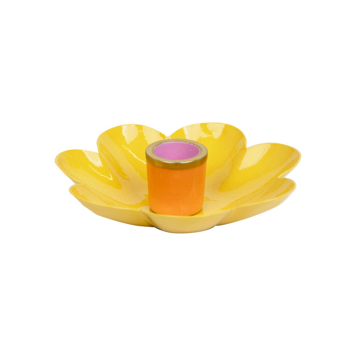 Coloured Enamel Flower Shaped Candle Holders
