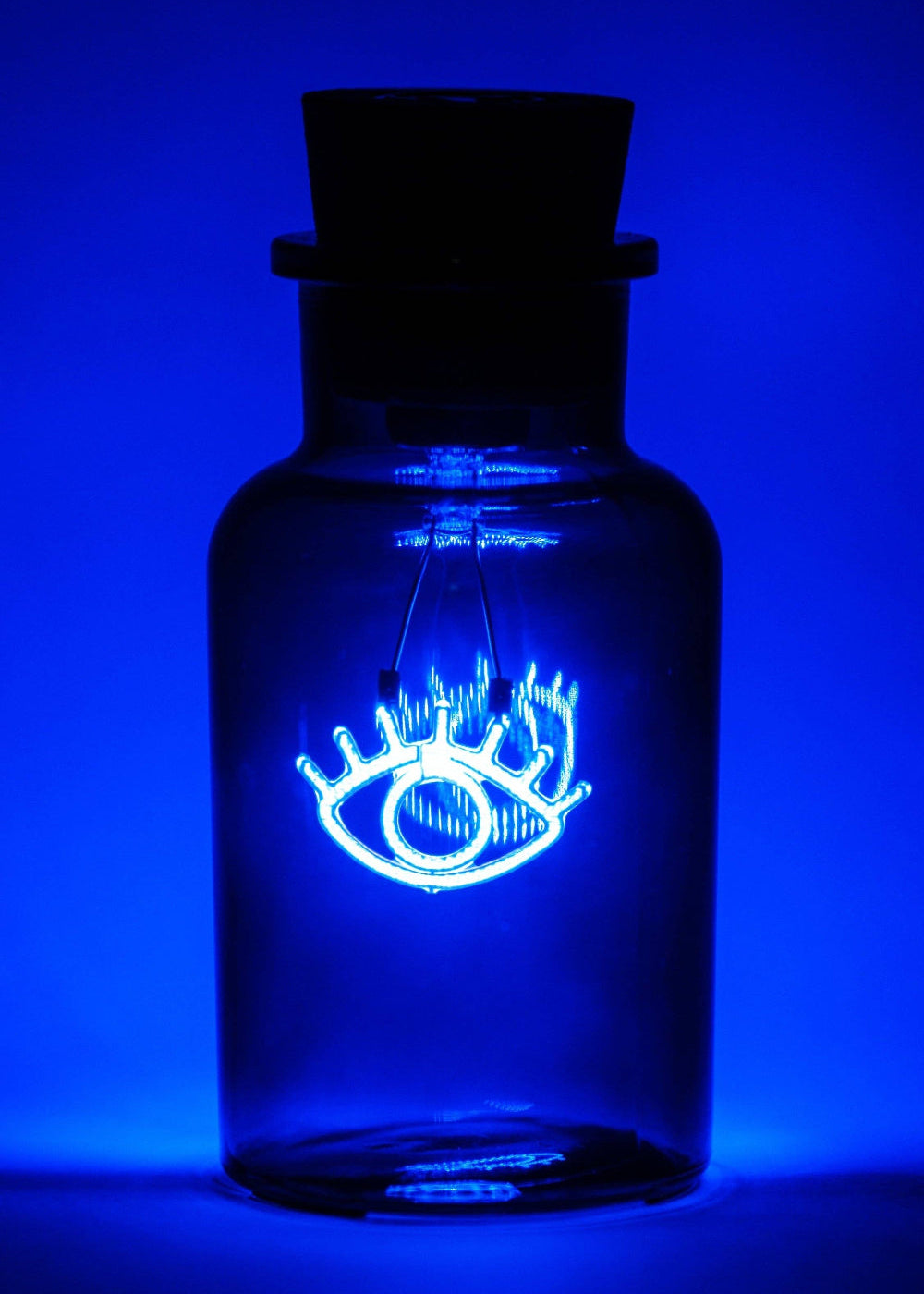 Blue Eye Neon Light in Glass Bottle