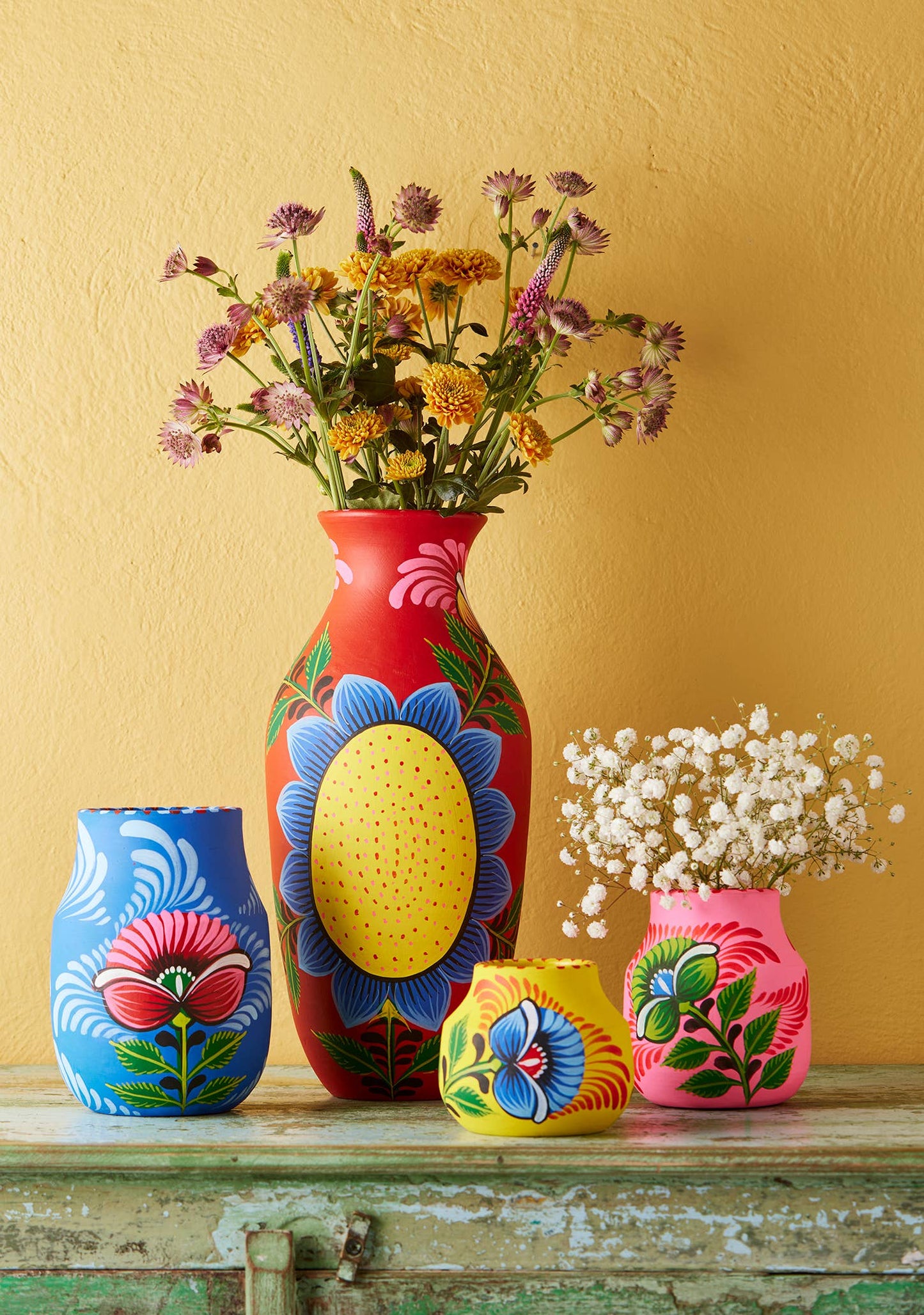 Hand Painted Boyam Pot/Vase - Pink