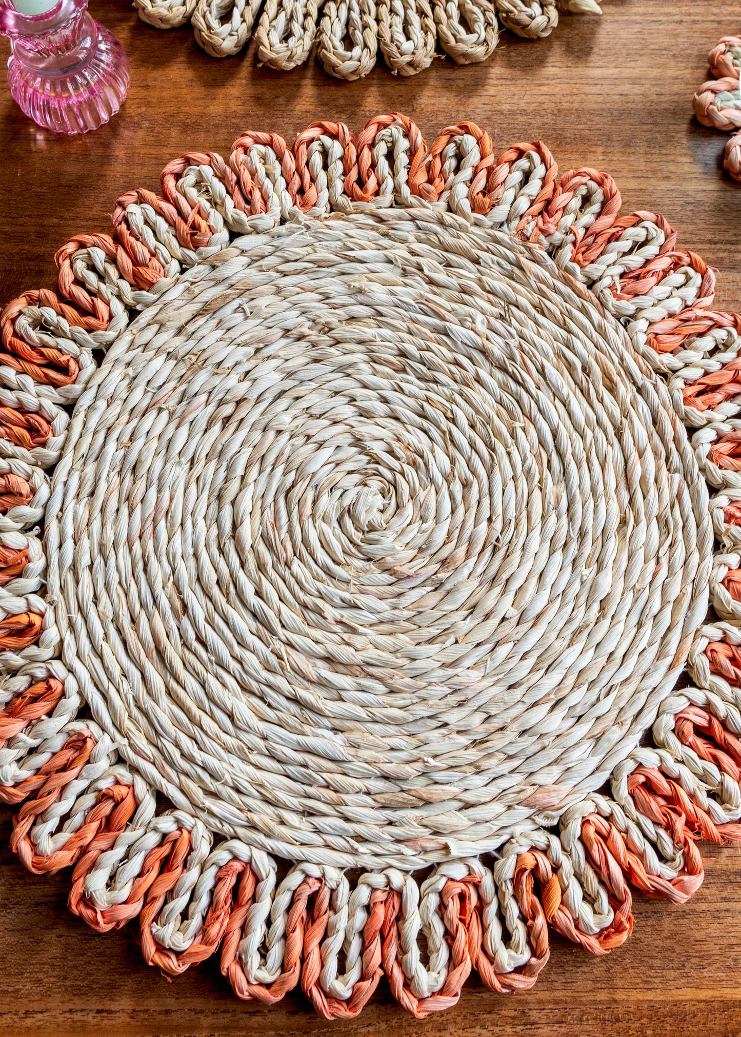 Corn Husk Serving Mat - Orange