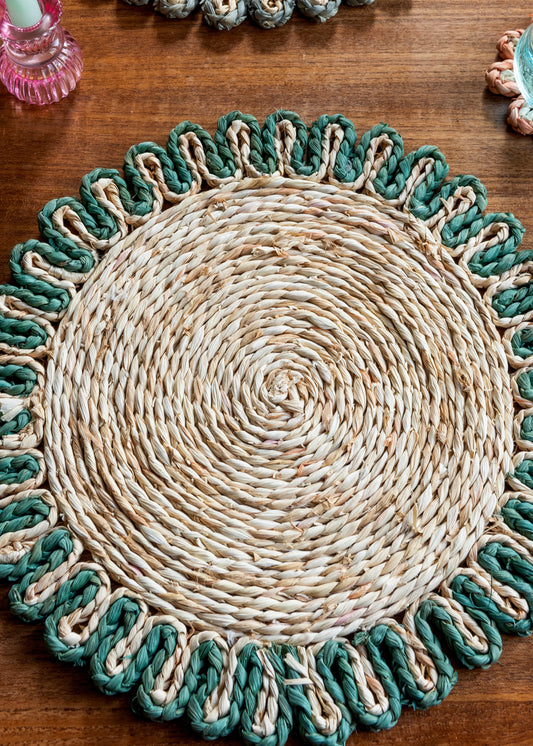 Corn Husk Serving Mat - Blue