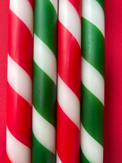 Christmas Twists Dip Dye Dinner Candles Set of 4