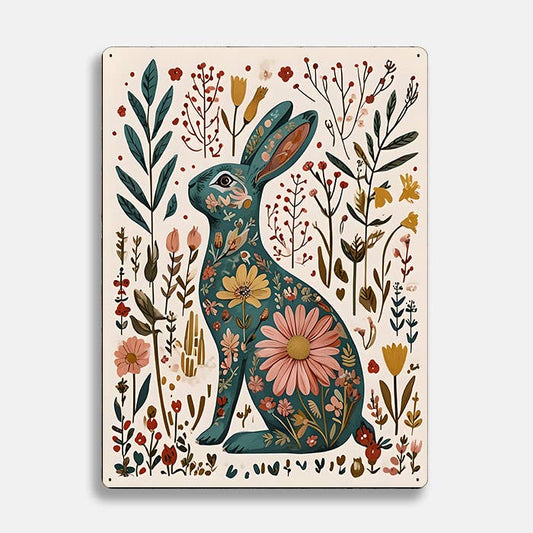 Metal Wall Sign - Hare Scandinavian Style - 11 x 16 inch