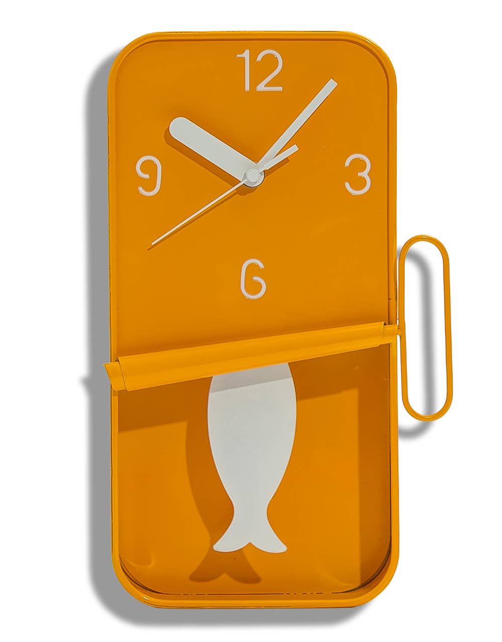 Orange Metal Sardine Tin Pendulum Wall Clock