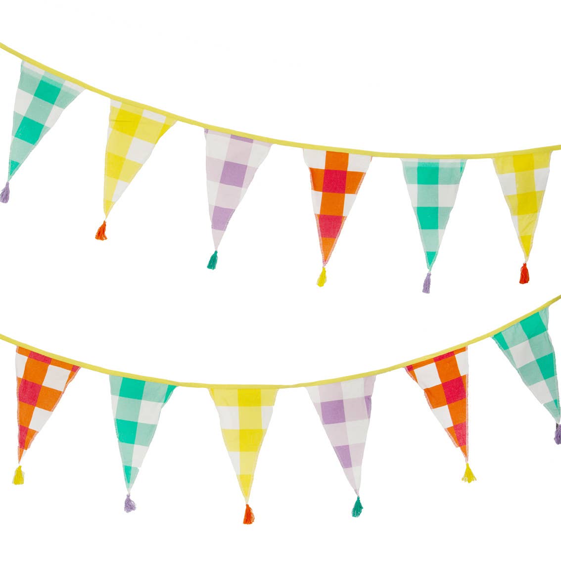 Colourful Gingham Tassel Bunting 3m
