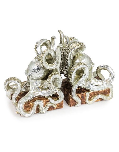 Octopus Bookends - Silver Effect