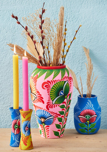 Shapla Handpainted Terracotta Vase - Pink