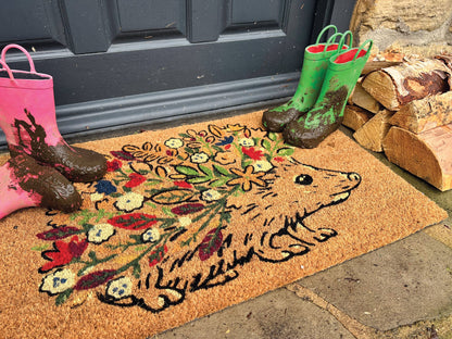 Door Mat - Floral Hedgehog