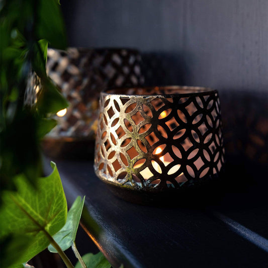 Antiqued Blackened Brass Tealight Holder