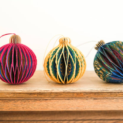 Yellow Christmas Honeycomb Bauble