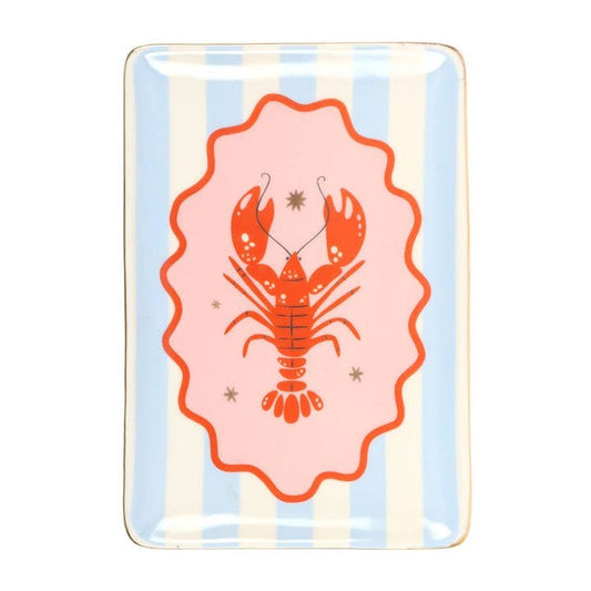 Striped Lobster Coastal Trinket Dish