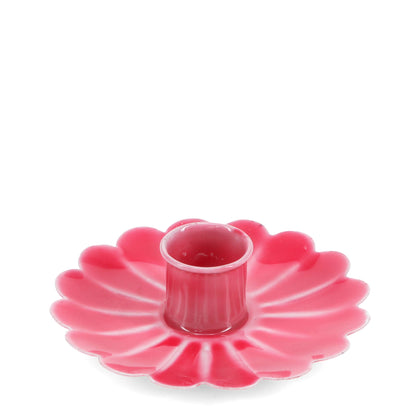 Enamel flat flower candle holder - Vibrant pink