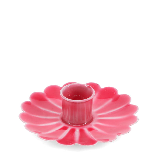 Enamel flat flower candle holder - Vibrant pink