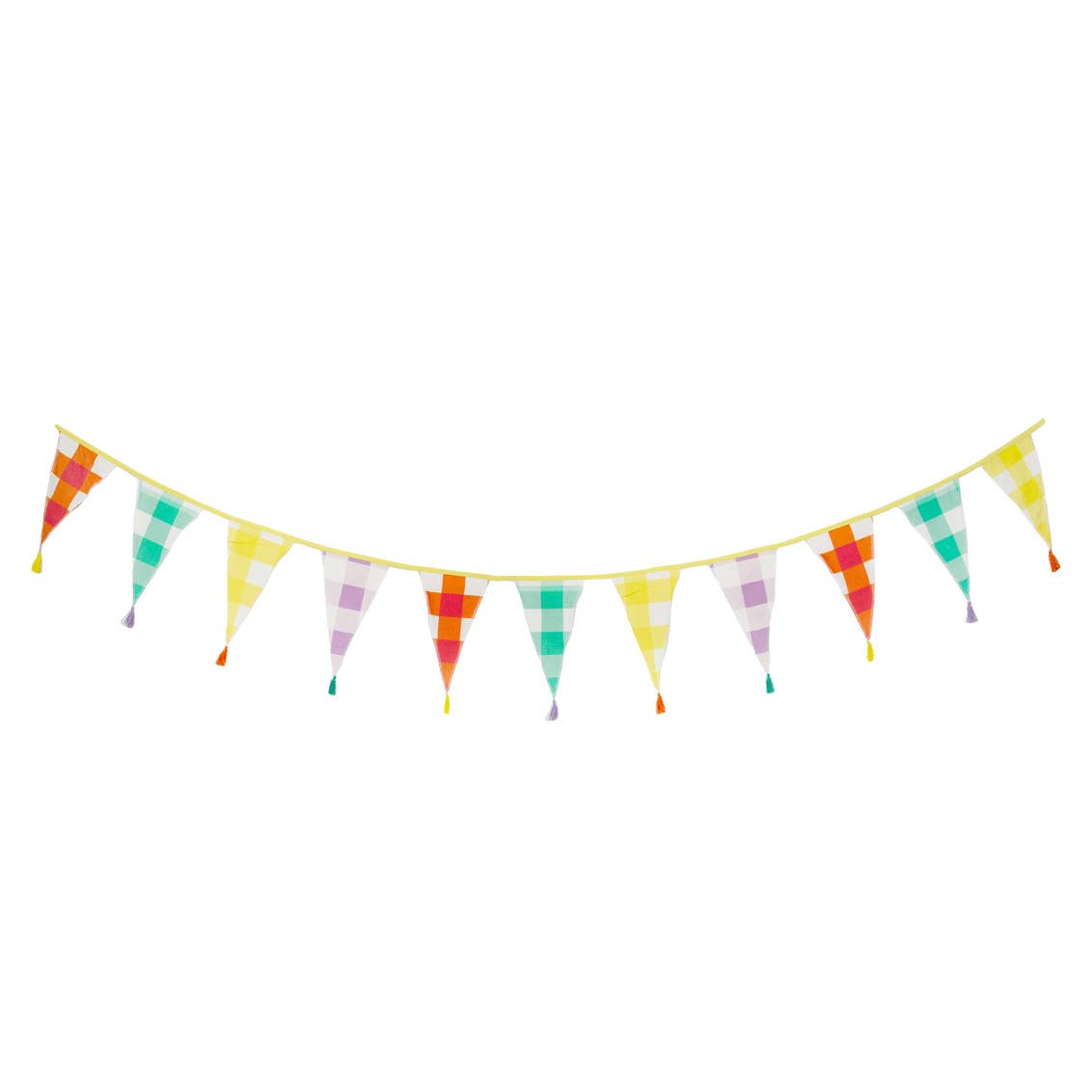 Colourful Gingham Tassel Bunting 3m