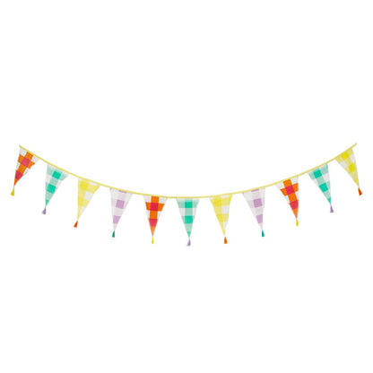 Colourful Gingham Tassel Bunting 3m
