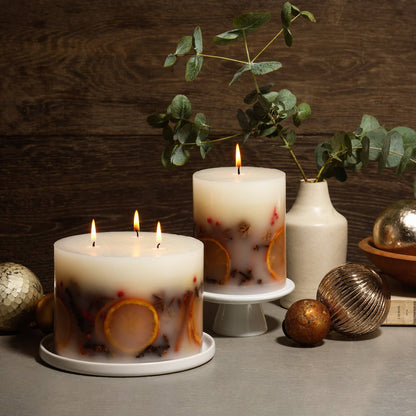 Luxury Handmade Winter Botanical Christmas Single Wick Pillar Candle