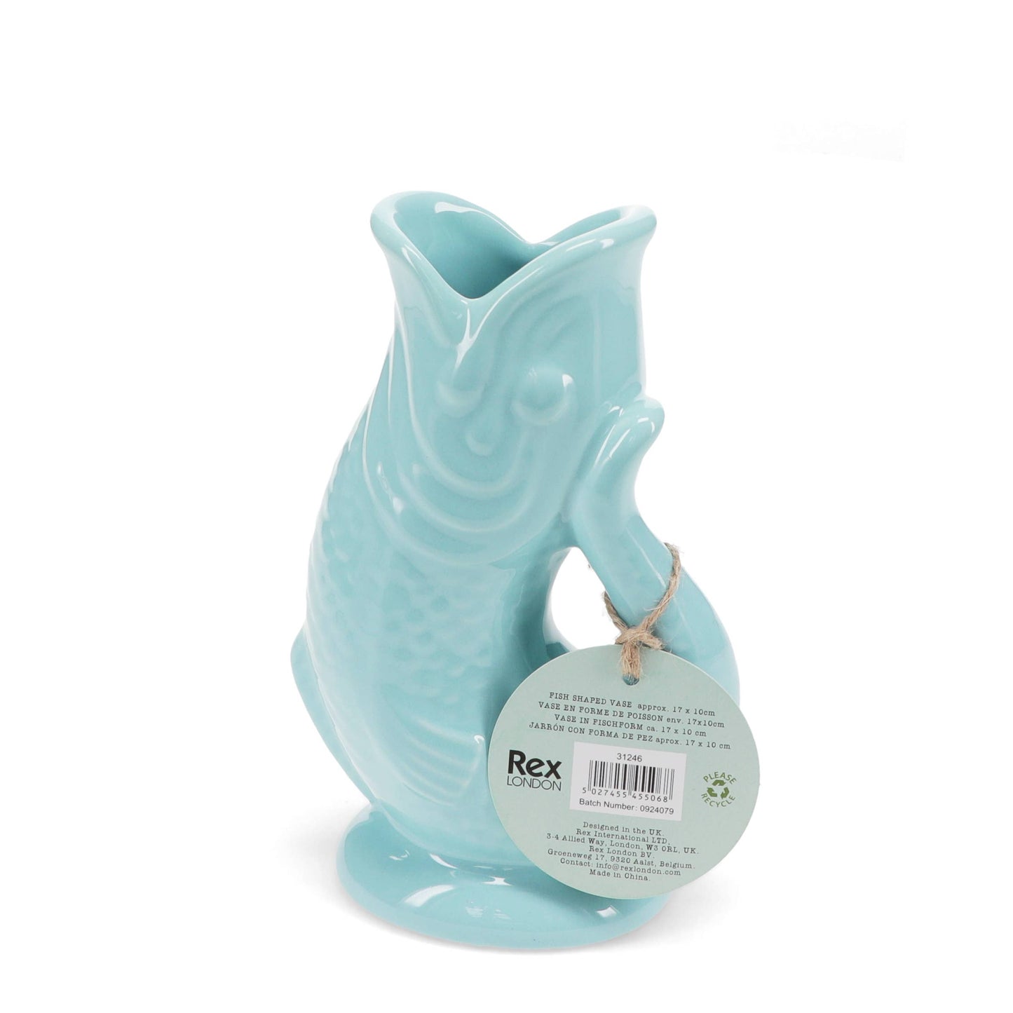Ceramic Fish Vase - Aqua Blue