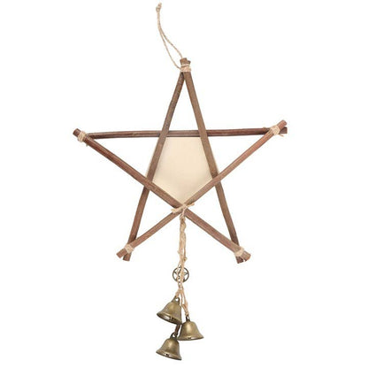 Green Witch Hanging Willow Pentagram with Bells