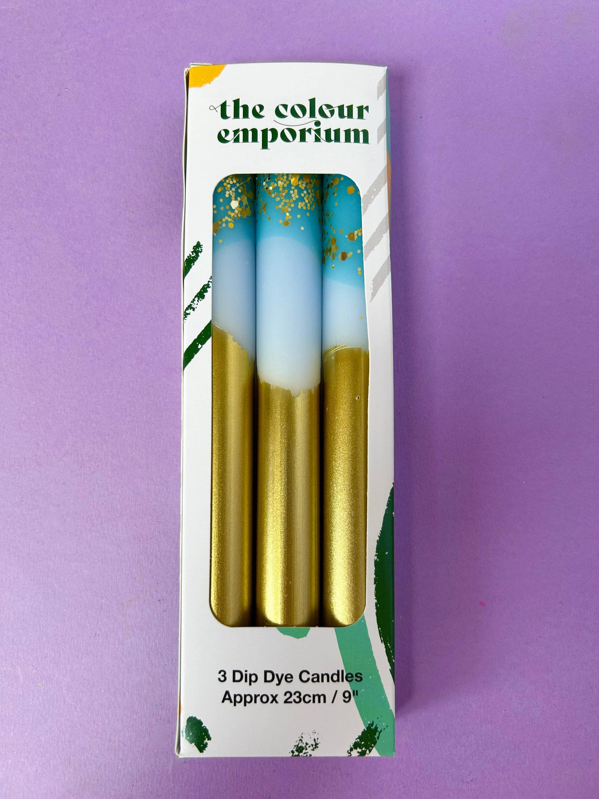 Gold Ice Dip Dye Dinner Candle Trio