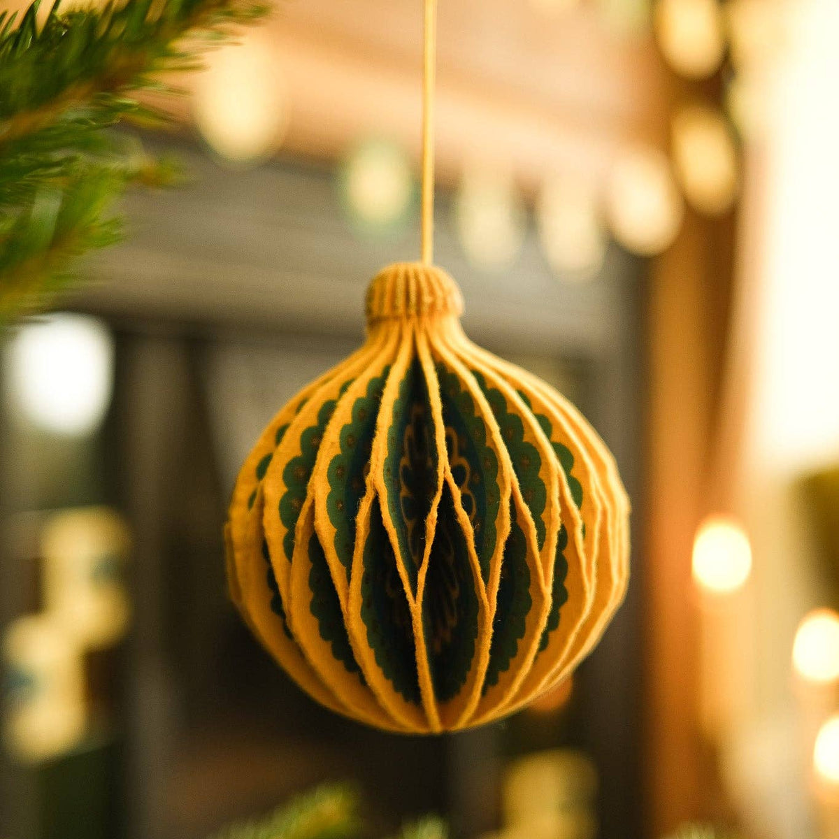 Yellow Christmas Honeycomb Bauble
