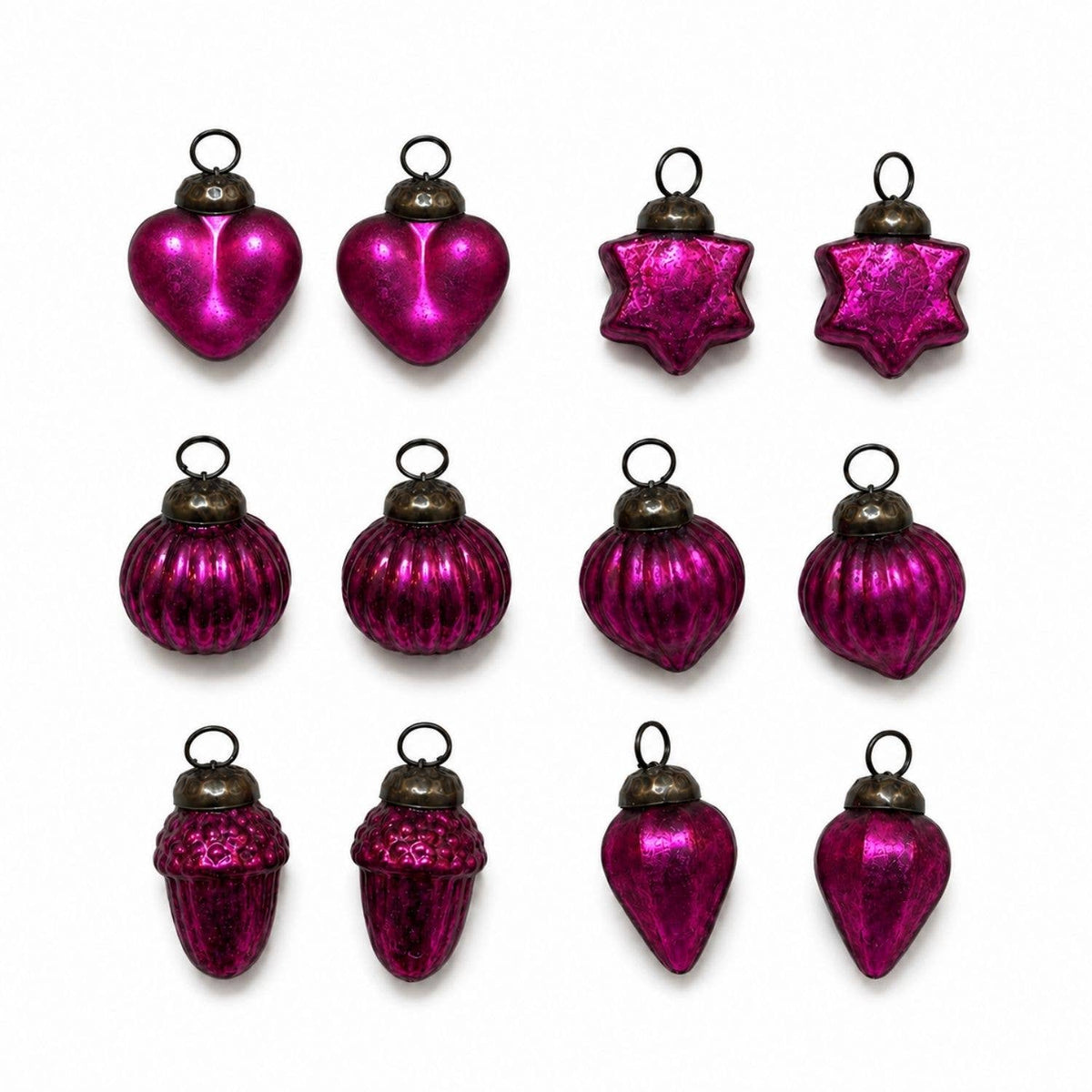 Fuchsia Blown Glass Baubles (Bag of 12)