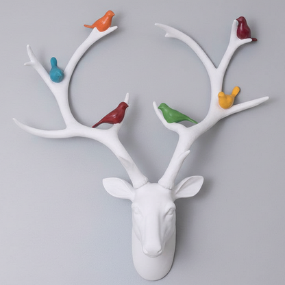 Deer Head with Coloured Birds