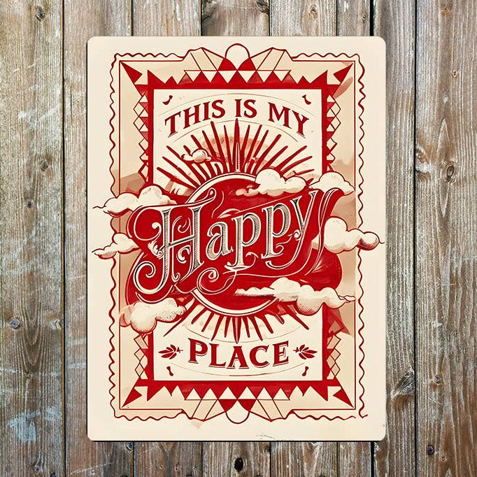 Metal Wall Sign - This Is My Happy Place - 11 x 16 inch