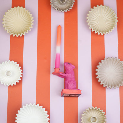 Book Mouse Candle Holder - Popping Pink And Red