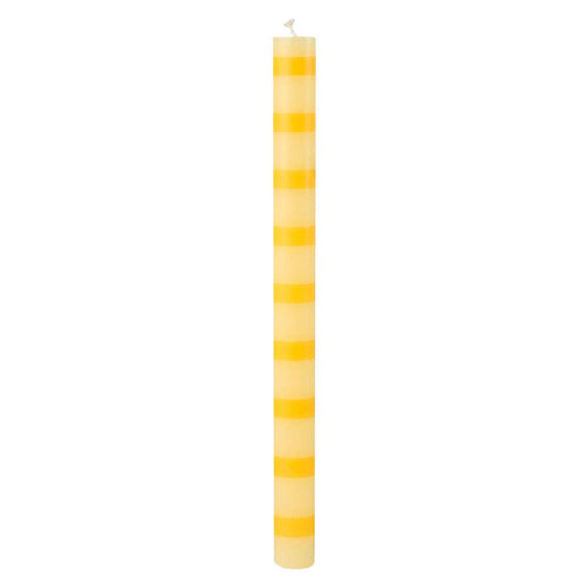 Yellow Stripe Straight Dinner Candles - Pack of 2