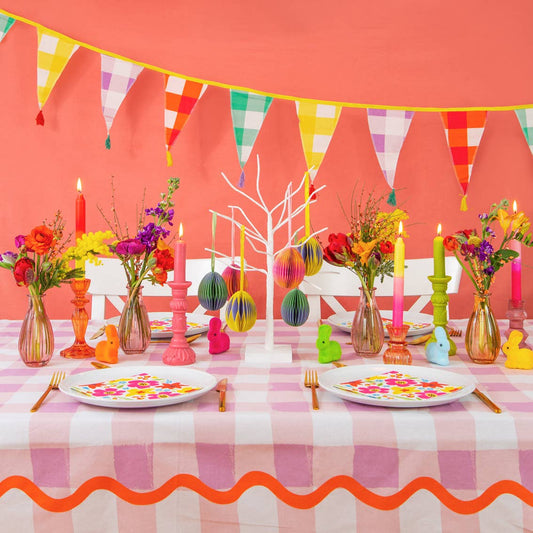 Colourful Gingham Tassel Bunting 3m