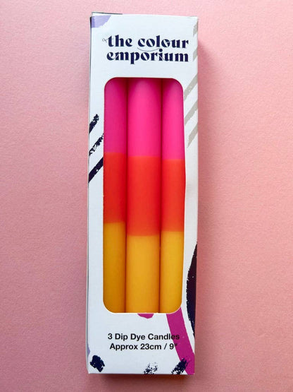Autumn Sun Dip Dye Dinner Candles trio