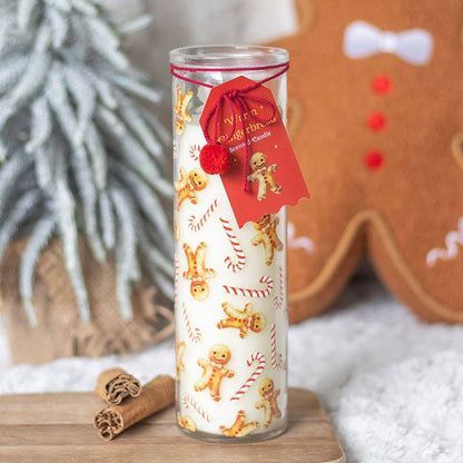 Candy Cane Warm Gingerbread Christmas Tube Candle